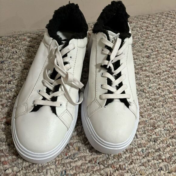 SCHUTZ Kristin Platform Sneaker White Leather Lace Up Black Low Top- Size 9.5 - Picture 7 of 12